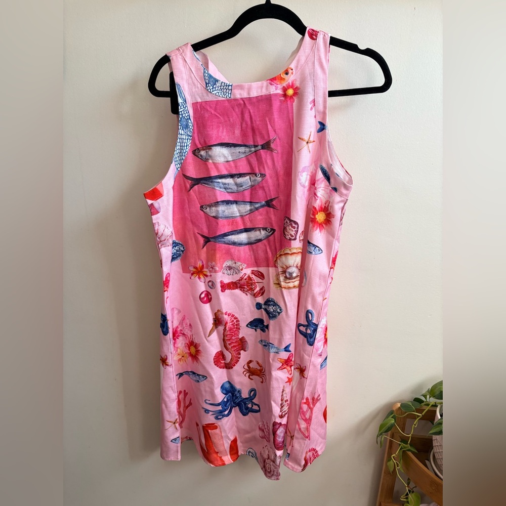Colorful Fish Print Sleeveless Dress